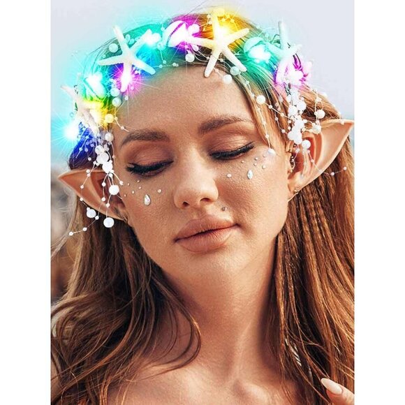 Seashell Crown Mermaid Headband Starfish LED Beach Wedding Accessories main image 4
